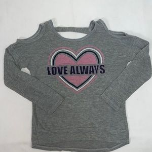 2185 Jenna and Jessie love always open shoulder  sweater